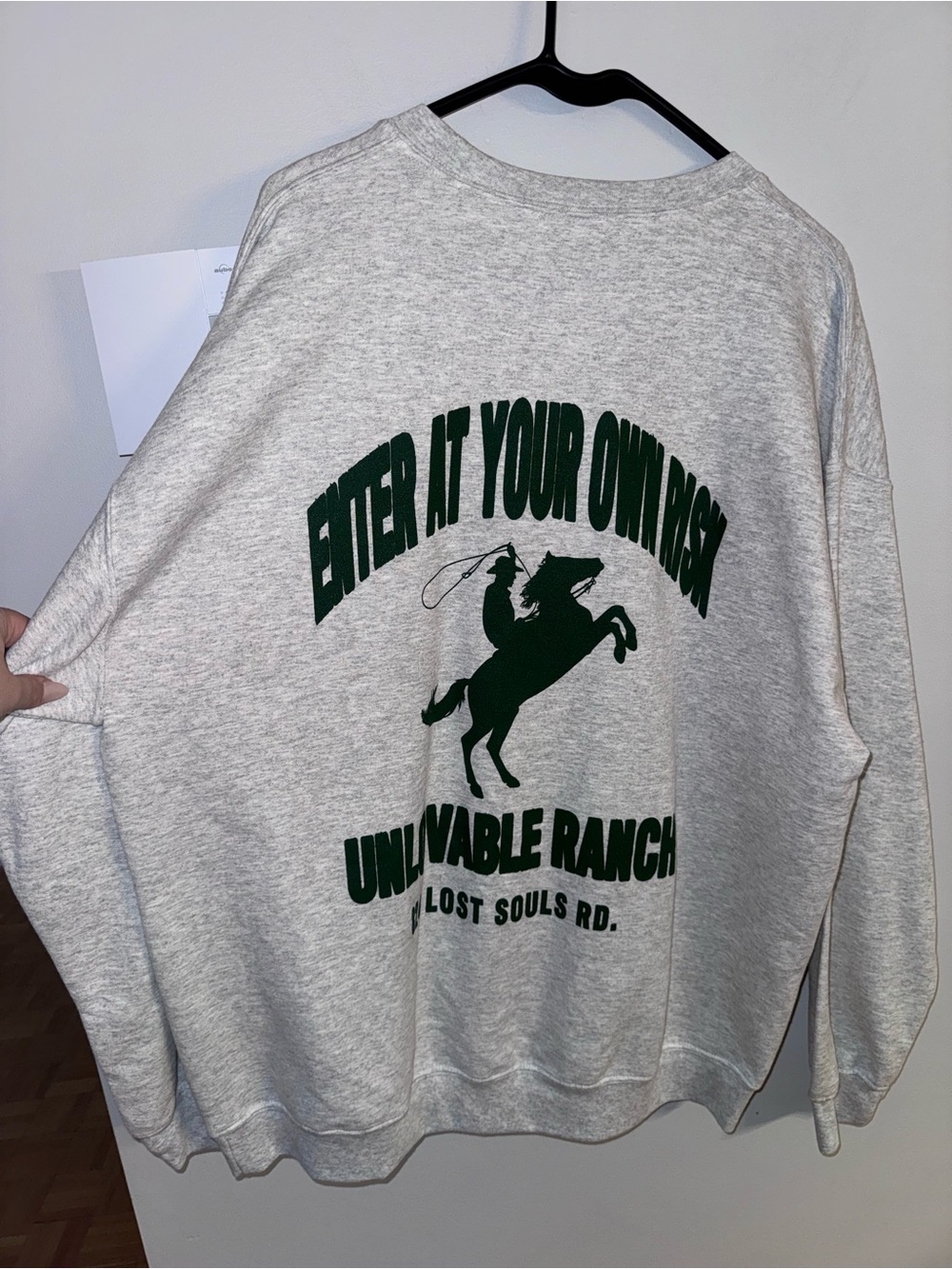 Unlovable Ranch 'Enter At Your Own Risk' Gray Graphic Sweatshirt - Kata Fashion